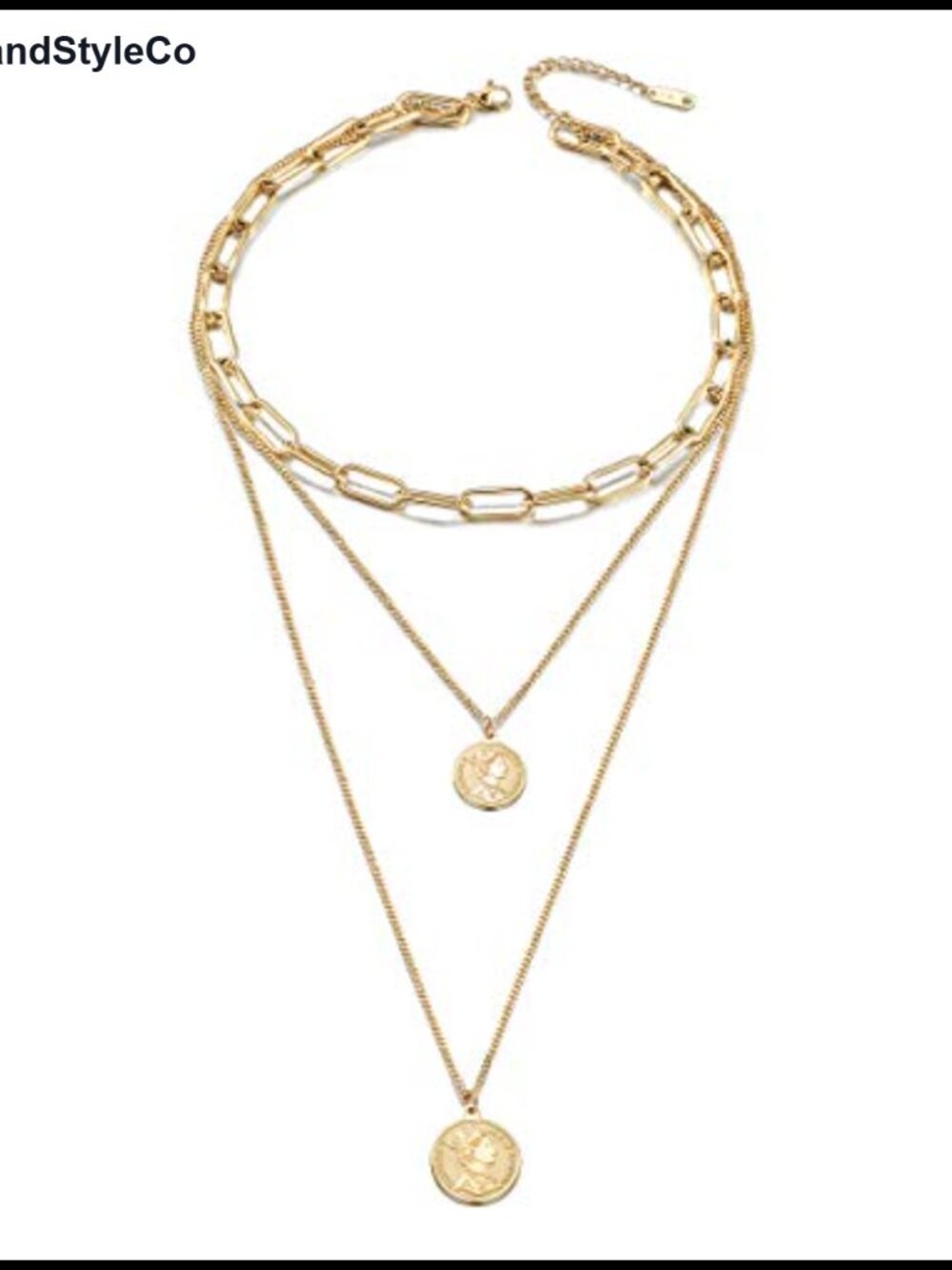 14K Gold Plated Vintage Carved Coin Pendant Choker Necklace 19.5in Lobster